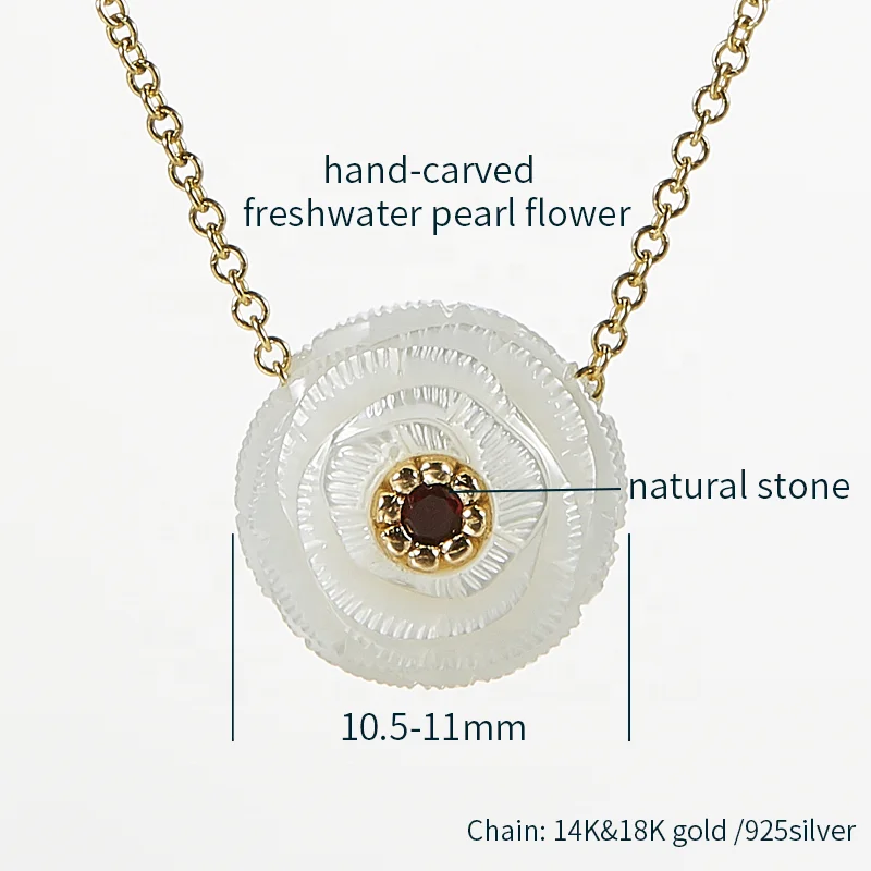 
hand-carved natural jewelry pearl pendant, pearl flower pendant Carnation, customized carving available 