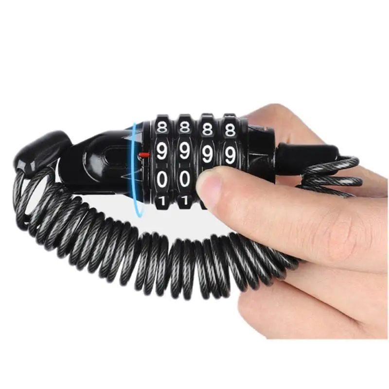 Universal Motorcycle Helmet lock 4 Digit Password Anti-theft Security Rope Steel Wire Lock Reminder Cable Motorcycle Accessories