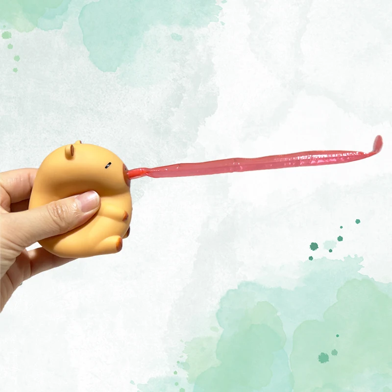 CXL Creative Party Favor Novelty Relief Squeeze Toys Funny Gifts for Kids Stress Capybara Toys Tongue Sticking Out Sensory Toys