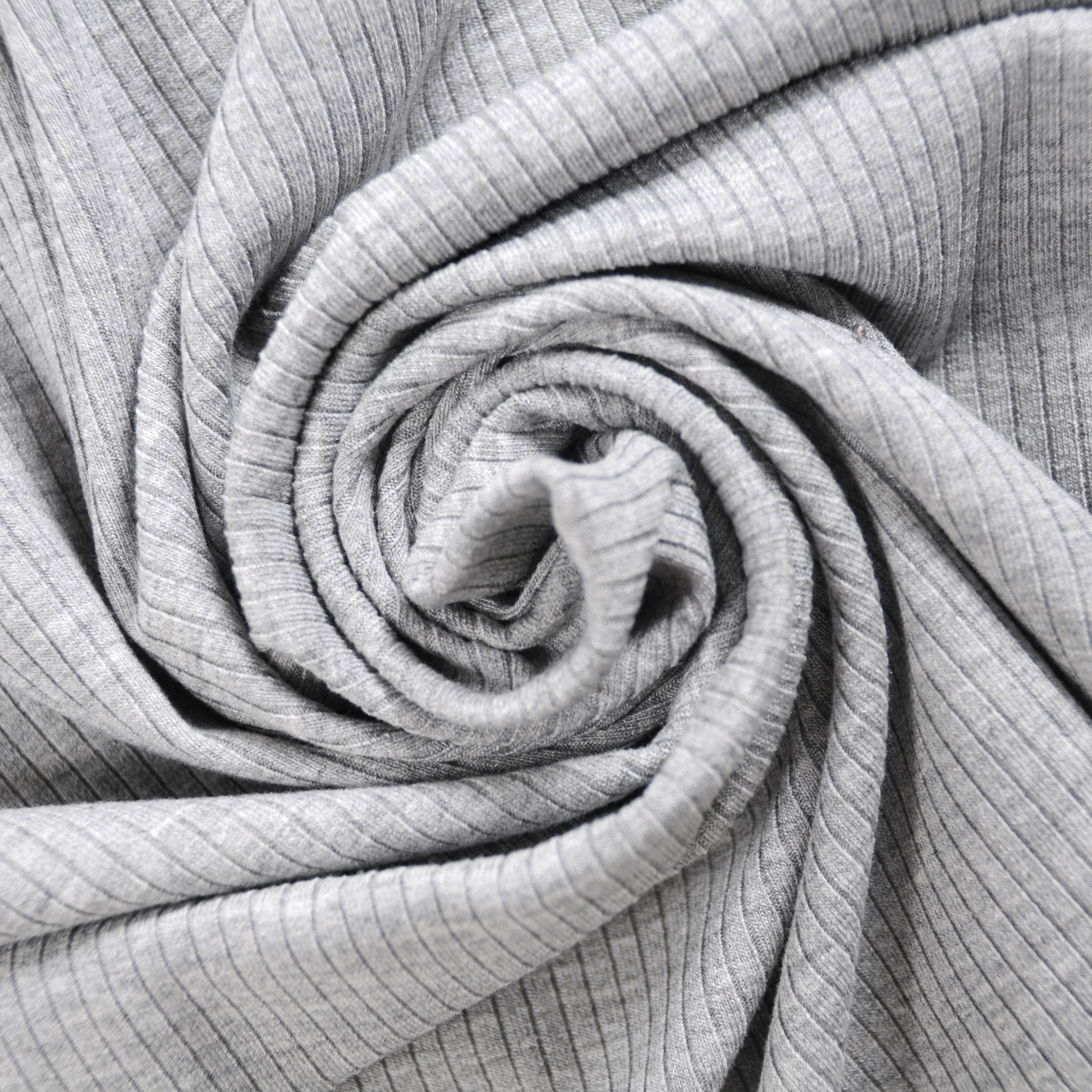 CHEAP PRICE HOT SALE TR SPANDEX 4*2 RIB GRS POLY LENZING VISCOSE SPANDEX A KNIT RIB FABRIC MELANGE SOFT HAND FEEL FOR GARMENT