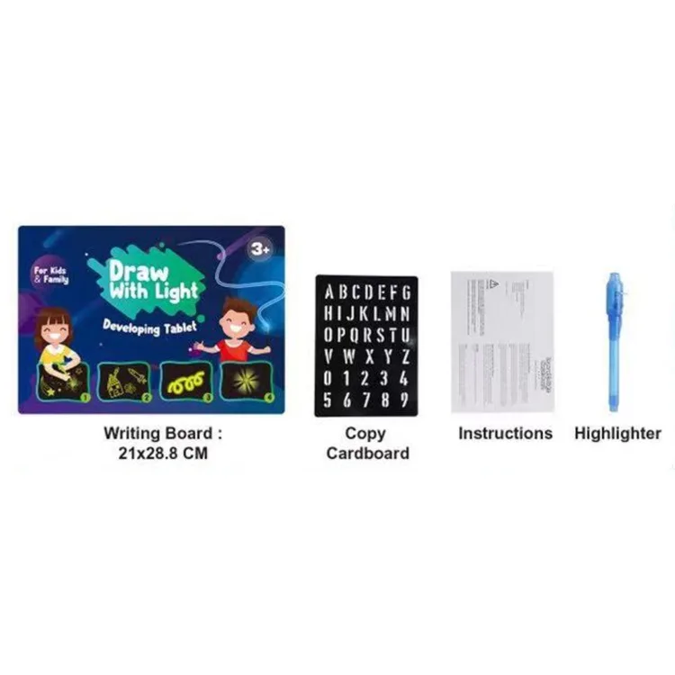 Fashion Luminous sketchpad English version A4 &1 Pen Children DIY Draw doodle drawing and writing board drawing board toy