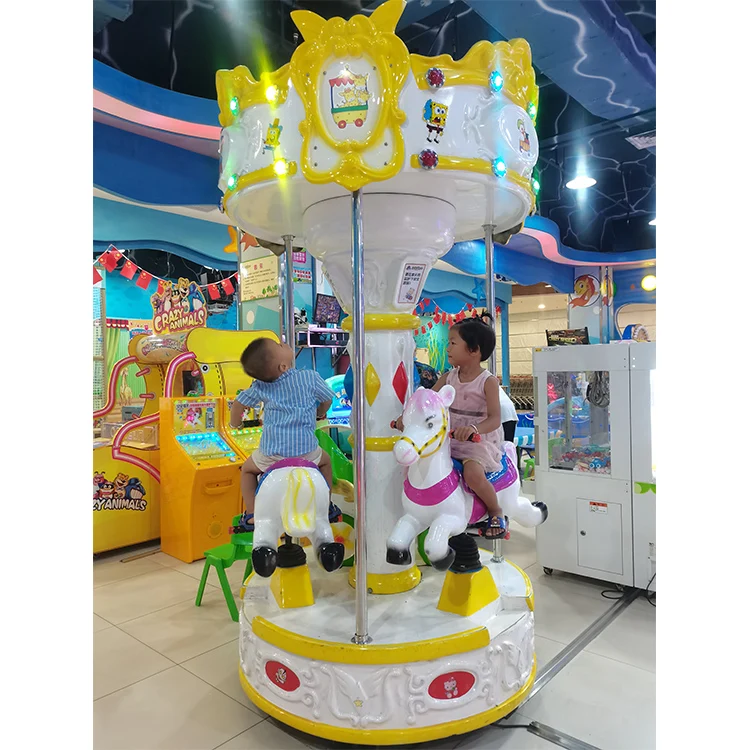 Electric mini amusement park carousel musical toy nursery merry go round horse indoors