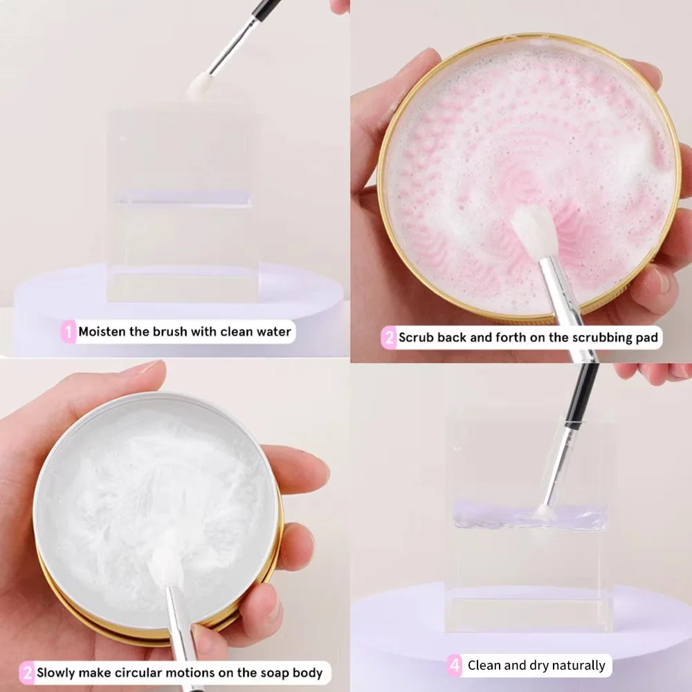2 in 1 Brush Cleaner Soap Solid Silicone Make up Cleaning Brush Scrubber  Brush Cleaner Soap box
