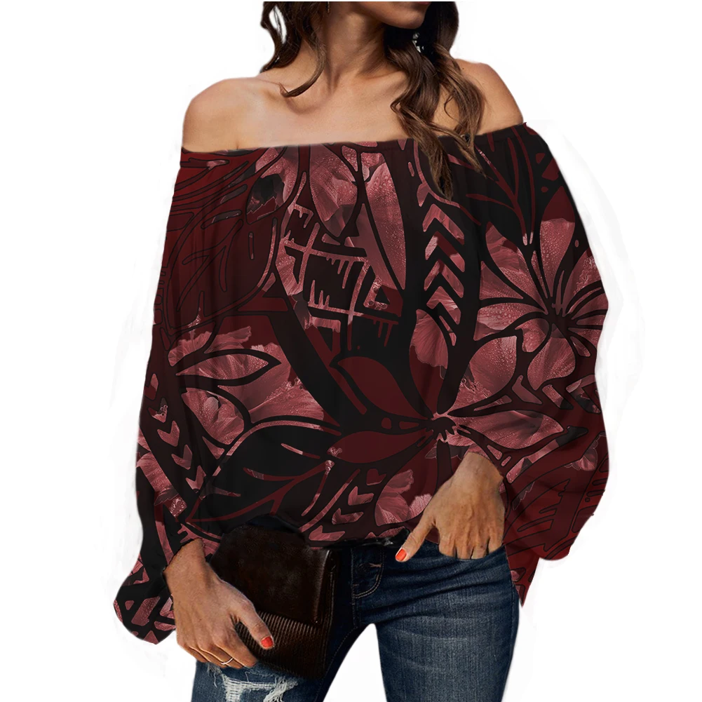 polynesian New Arrivals Spring Summer New Fashion Ladies Blouses and Tops Women Summer Off The Shoulder Casual Blouse Shirts