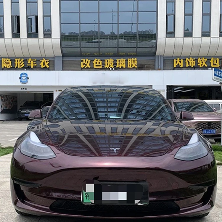 Multiple Colors 1.52*18m PVC Glossy Super Bright Wine Red Auto-Repair Car Body Wrap Vinyl Film Sticker For Printing