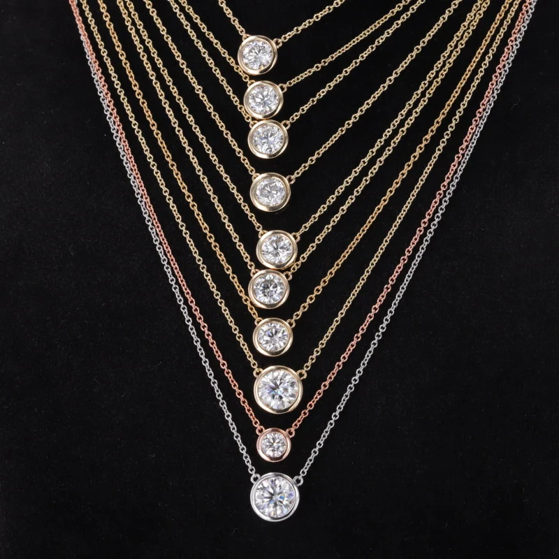starsgem hpht lab grown diamond 10k 14k 18K yellow gold 1ct diamond necklace for women