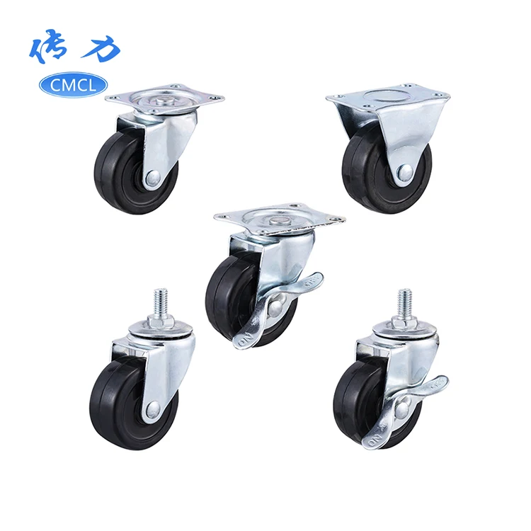 3 sizes castor Single wheel load-bearing 30/40/50 kg rubber castor wheels 2 inch threaded stem casters