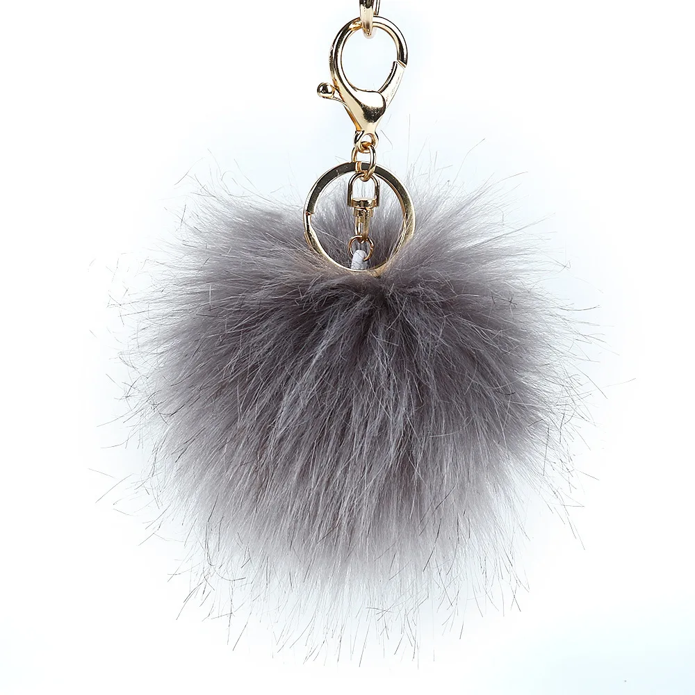 Faux Fox Fur Pompon Keychain Top Garde Faux Fur Pompom Fake Pom Poms Faux Fox Fur Ball Keychain