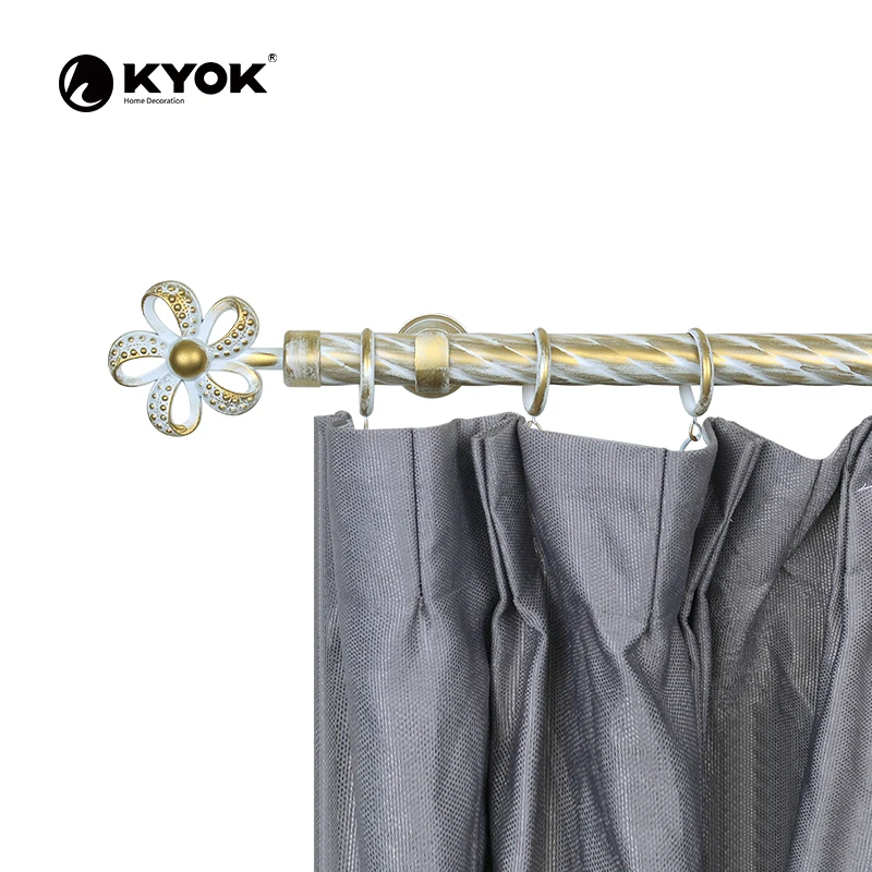 Manufacturer Curtain Pipe Metal Flower Shaped Decorative Finials anti Brass Curtain Rod Bracket For Wholesale