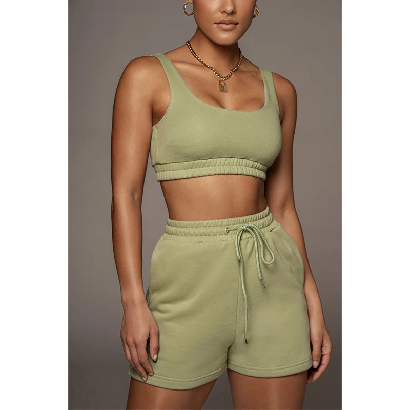 Женский укороченный топ с логотипом на заказ, комплект из 2 предметов, повседневный укороченный топ и короткие брюки, 2021