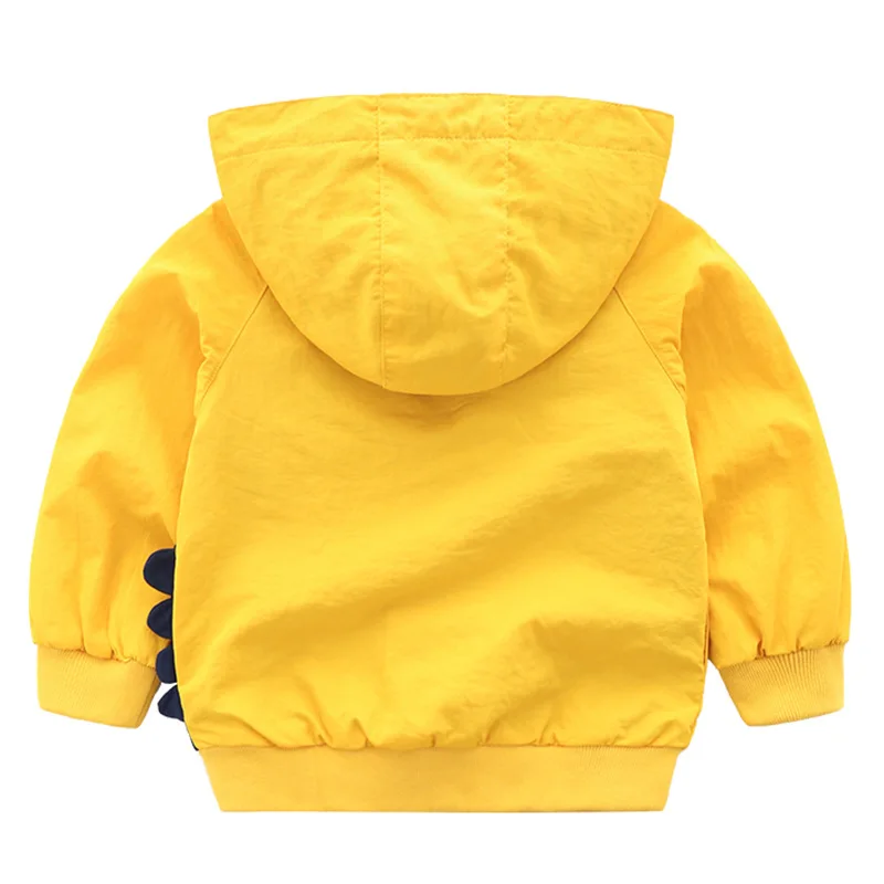 
DRQZY1912WT123234 Cartoon Dinosaur Printed Zipper Boys Jacket with Hooded Baby Kids Outwear Coats Cool Dinosaur Toddler Jackets 