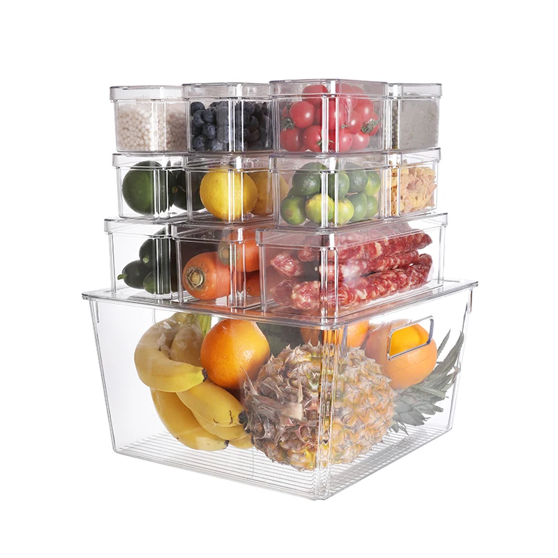 Пластиковый прозрачный контейнер для хранения в холодильнике буфета шкаф корзины с ручками органайзер холодильник домашних животных ящик