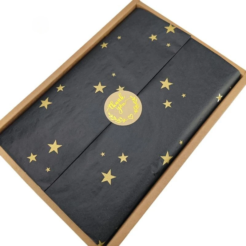 17g black bottom gold star 50*70cm Tissue Paper holiday gift wrapping paper can be customized