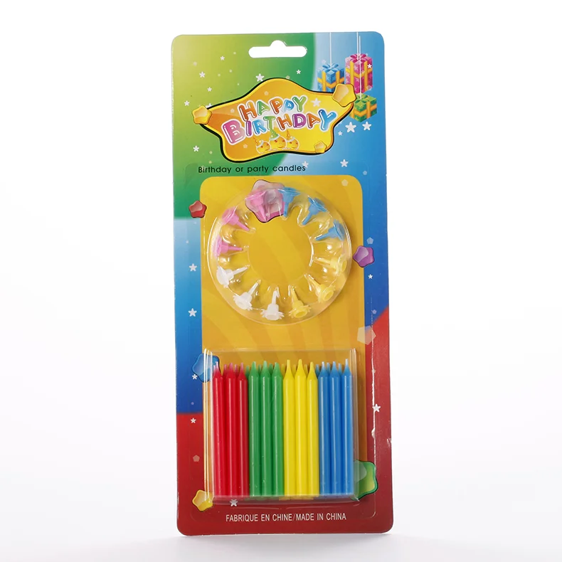 Dia 5mm 24Pcs Per Pack China Factory Mult- Color Birthday Party Candles With 24 Pcs Holders