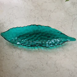 Pea Pod Shaped Irregular Glass dry Fruits serving Tray For Wedding Ceremony