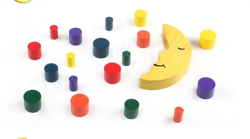 Kids Wooden Moon Balancing Game  Educational  balance Blocks Toys