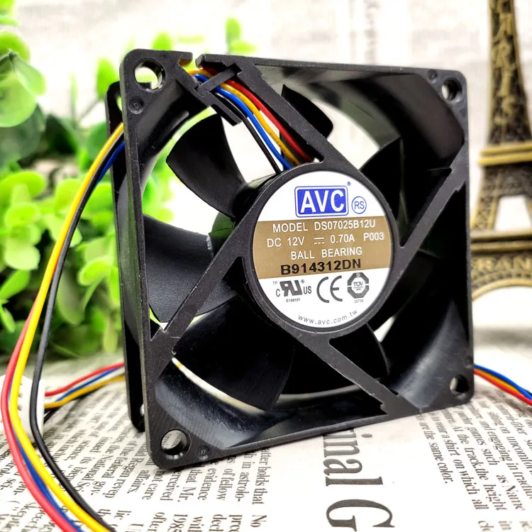 Вентилятор охлаждения шасси AVC ds07025b12u 12 В постоянного тока 7025 А 4 провода контроль температуры 7 см