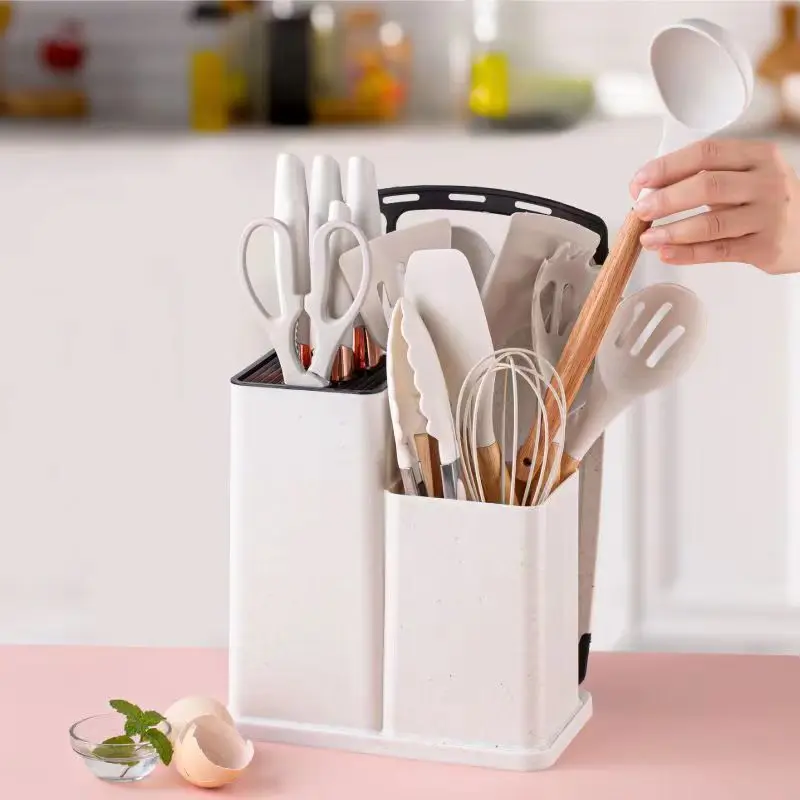Оптовая продажа силиконовый набор для выпечки кухонные гаджеты приготовления пищи с 19 шт. деревянной ручкой силиконовая кухонная утварь на заказ