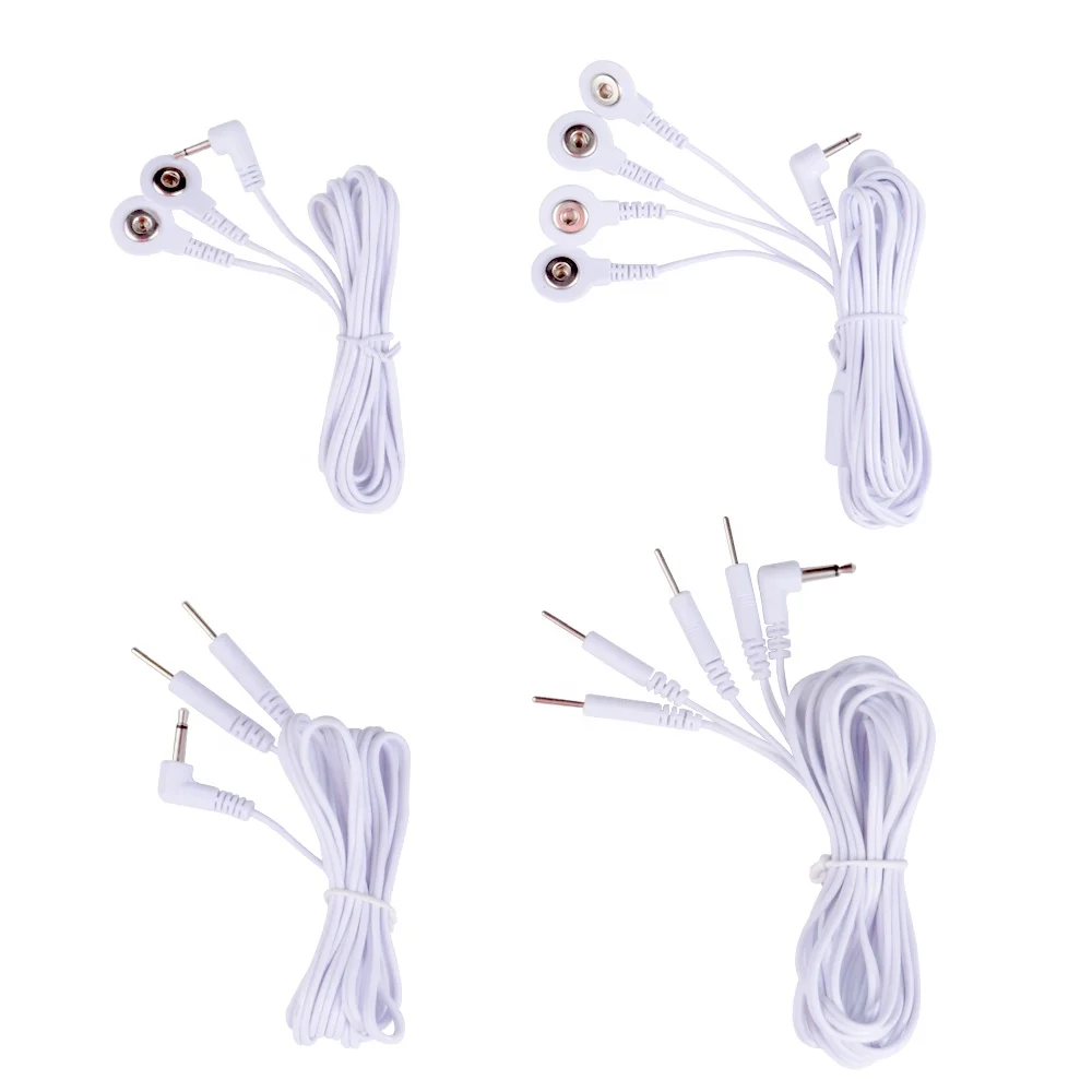 Konmed TENS Unit  4  in 1 snap Electrode TENS lead wire/cables with DC2.5MM 3.5MM RCA plug for TENS massage