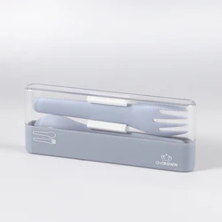 BPA free plastic spoon fork 2 in 1 cutlery set kitchen utensil for back to school gift promotion OEM Cncrown