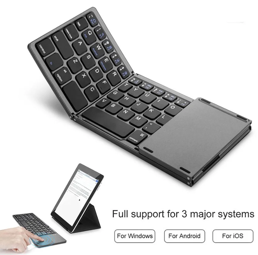 DP Portable Thin Folding Keyboard Foldable BT Wireless Keypad for IOS / Android / Windows ipad Tablet phone