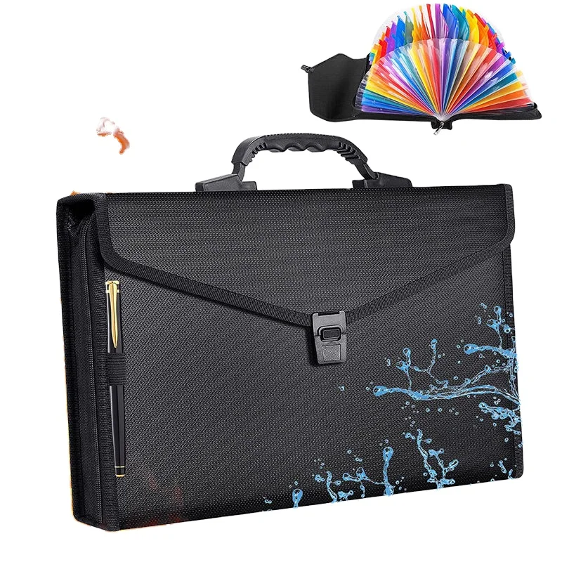 A4 Zipper Expanding Fireproof and Waterproof File Folder Accordion Organizer Briefcase with Locking Feature for Filing Products