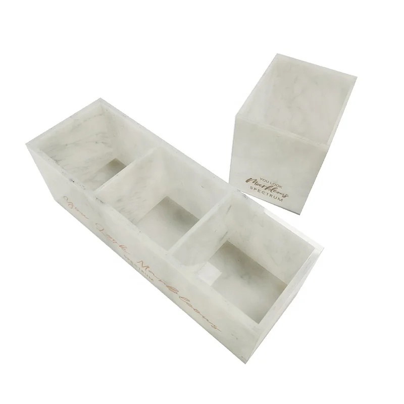 hot-selling set of beauty makeup marble organizer for cosmetics with rose gold customizng logo