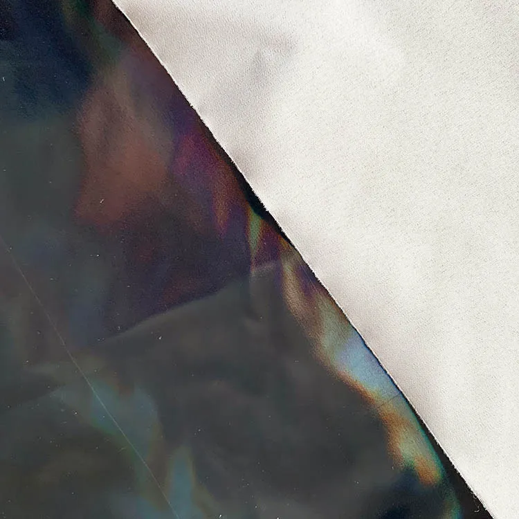 
leather fabric stripe laser pu leather for clothes 