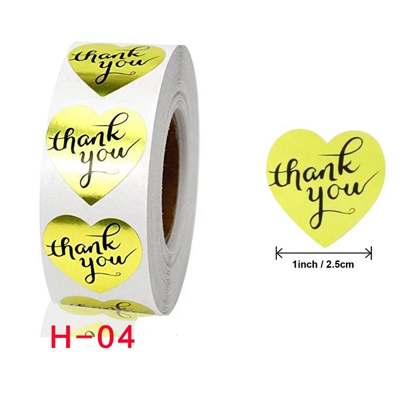 Custom self adhesive shopping wedding baking heart shape thank you sticker envelope label