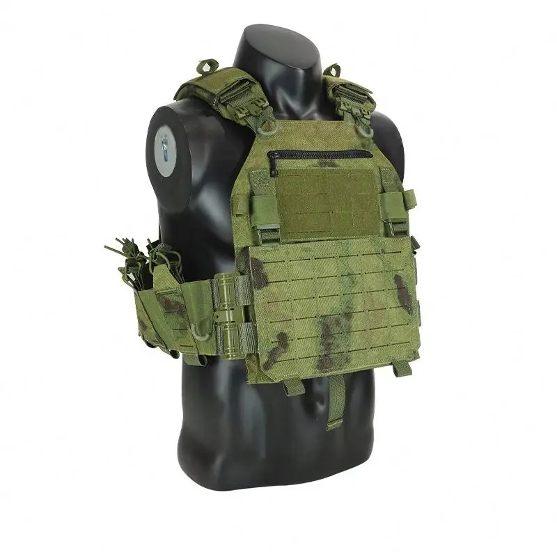 VEKEDA Nylon Multicam Tactic Equip Laser Cut Molle Vest Durable Adjustable Plate Carrier Tactical Vest
