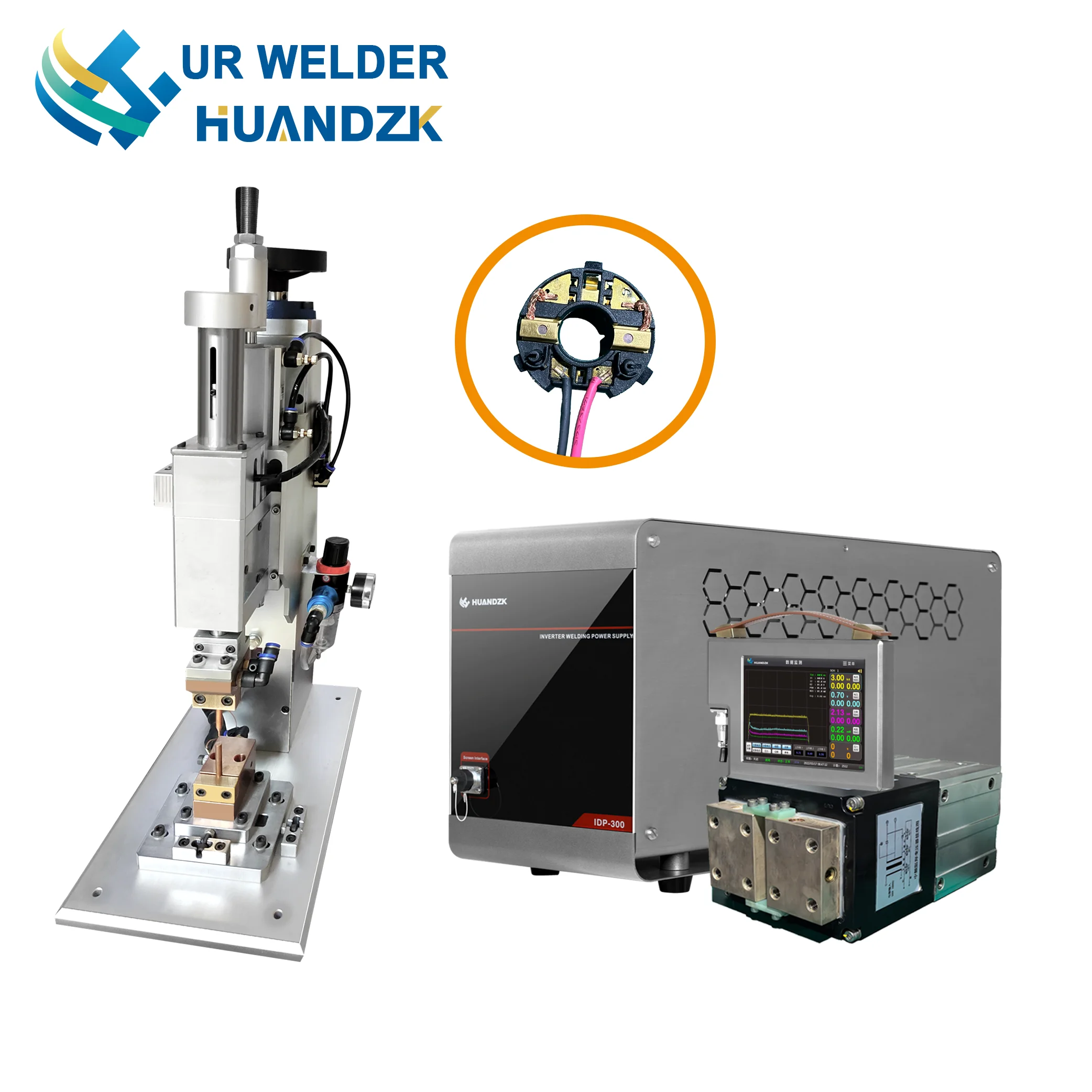 High-frequency Tin plated copper wire & copper sheet motor welding carbon brush holder accurate resistance-spot-welding machine