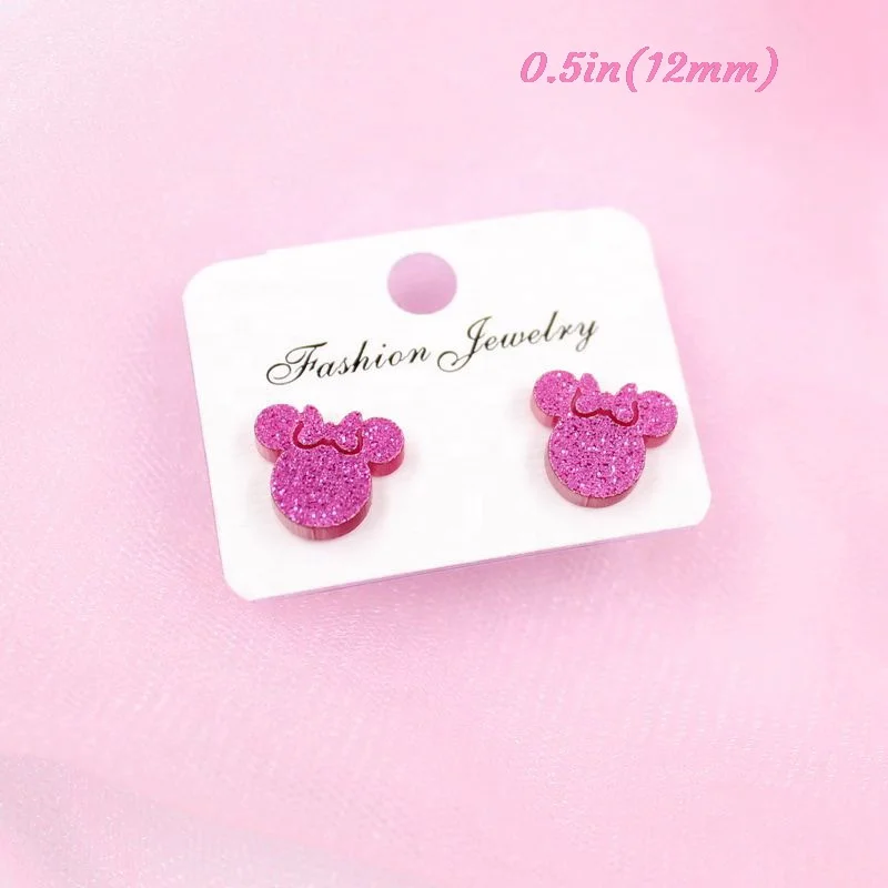 
ST-1 Acrylic Stud Earrings Football Mouse Head Stud Earrings Allergy Free Acrylic Earrings 