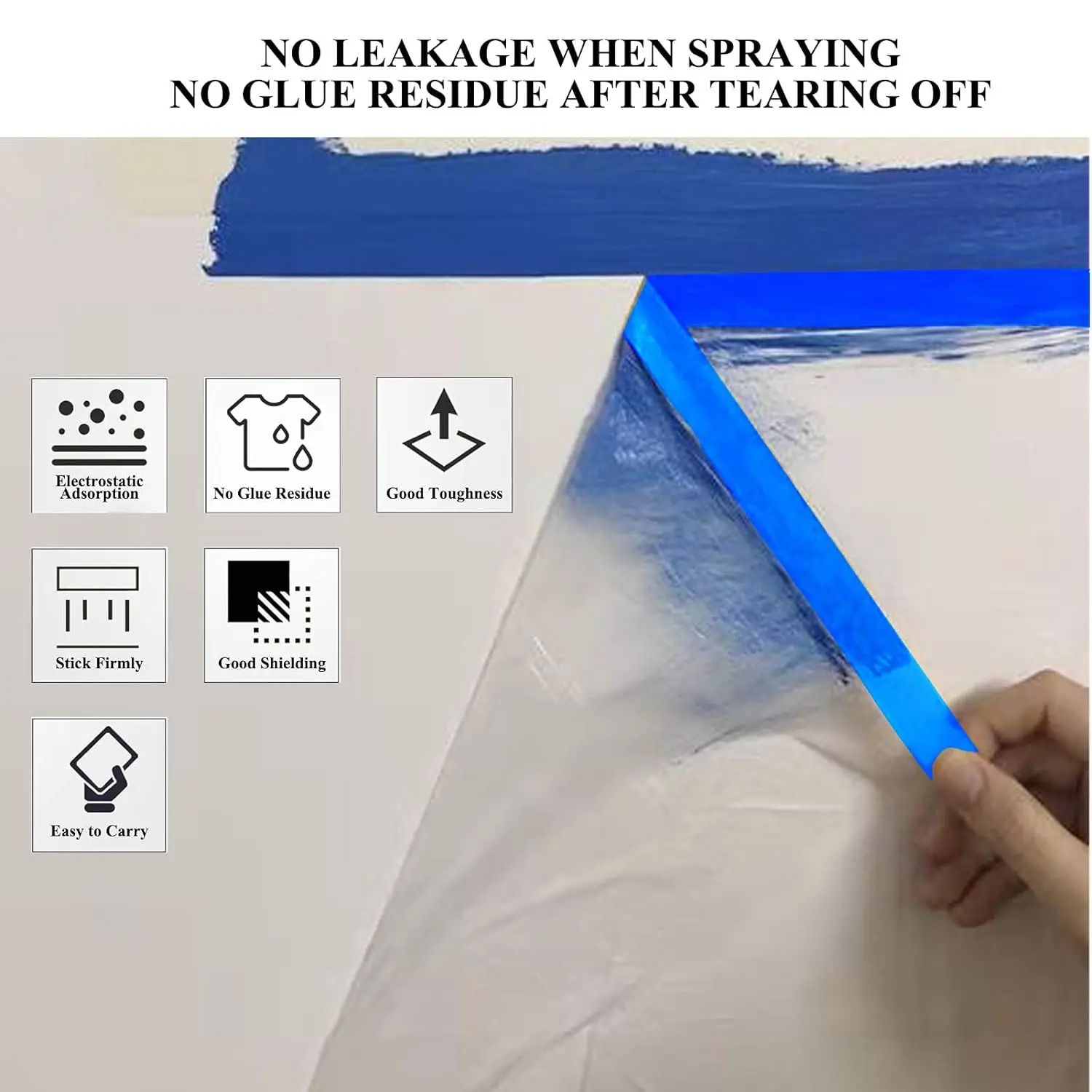 Furniture Protective Indoor Paint Tape Outdoor Use Painting Covering Masking Transparent Pre-taped Anti PE Shrink Film