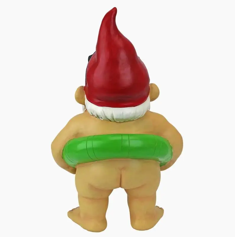 Cute Resin Sexy Garden Gnome Naked With Swing Ring  Statue Pool  Beach Decoration