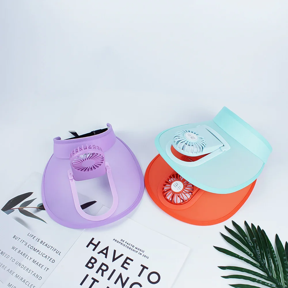 Summer UV Protection Visor women 3-speed Regulation Electric Fan Empty Top sun Hat  with fan