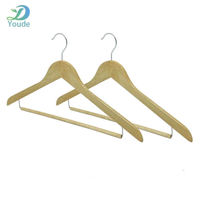 Customized Logo Shirt Hanger Low Price Hangers for Man Guestroom Solid Wood Clothes Stand