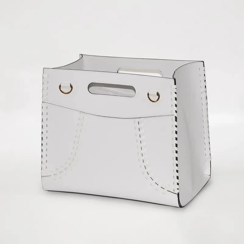 Fashion Handmade stitching Pu Leather Gifts Hamper Basket Christmas Gift Basket For Flower Magazine