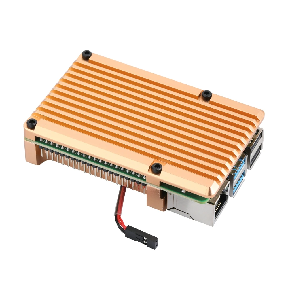  Корпус из алюминиевого сплава с двойным охлаждающим вентилятором для Raspberry Pi 4 Model