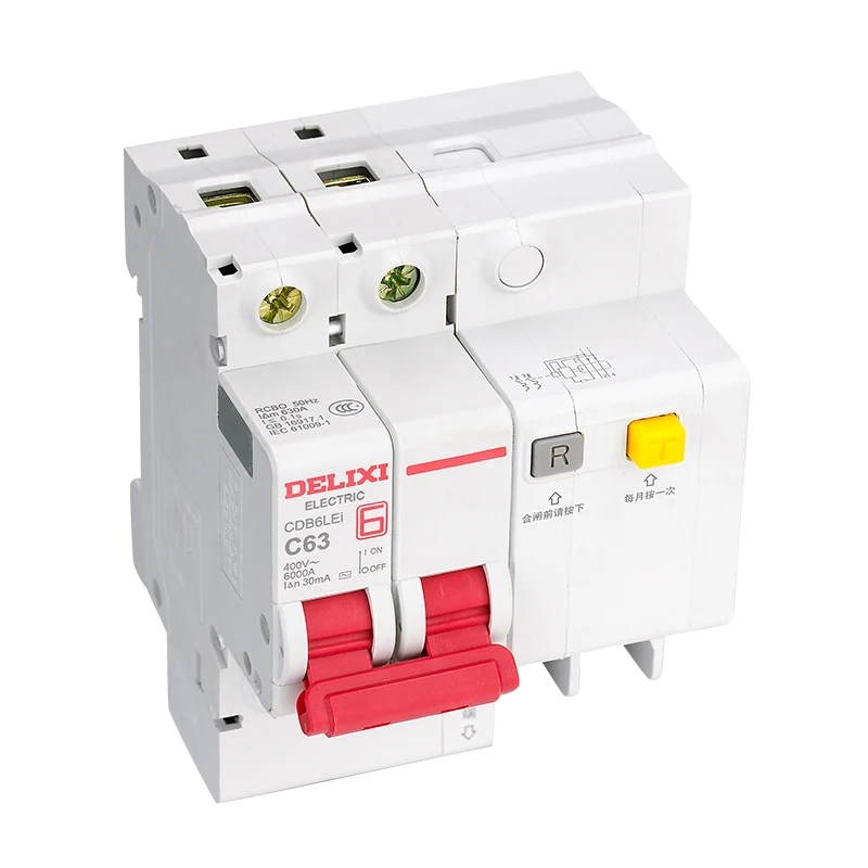 
DELIXI RCBO Air Leakage Protection Residual Current Operated 2P 63A earth leakage circuit breaker 