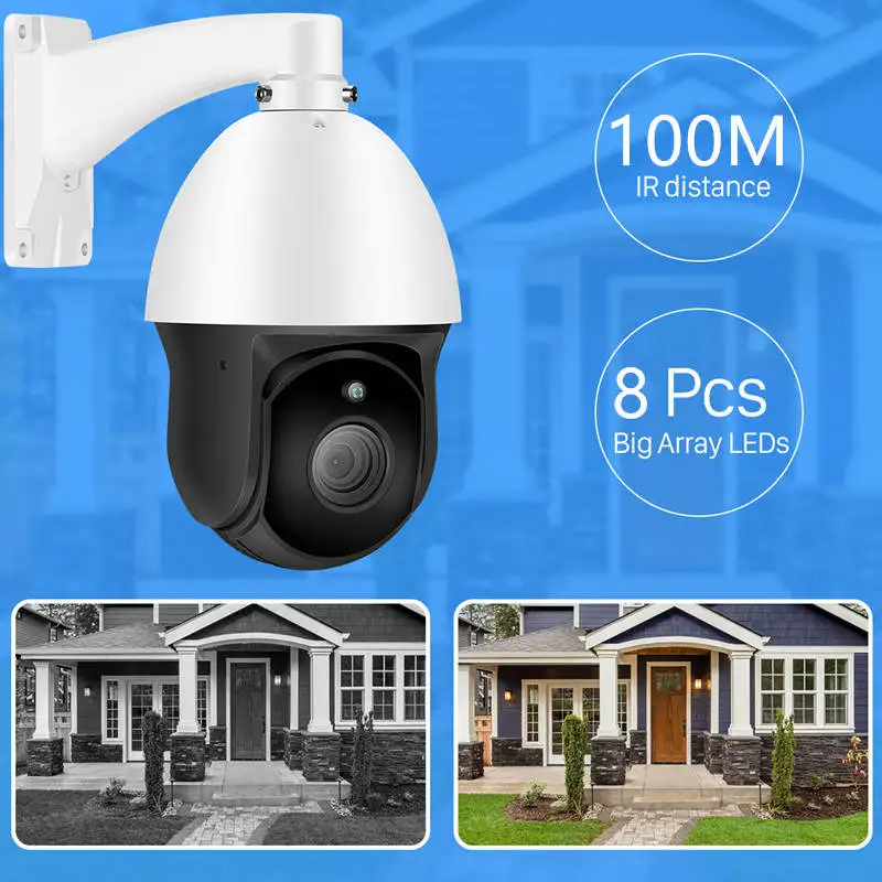 digital 360 rotating outdoor night vision waterproof poe long range 100 meter distance cctv speed dome 4k ptz security camera