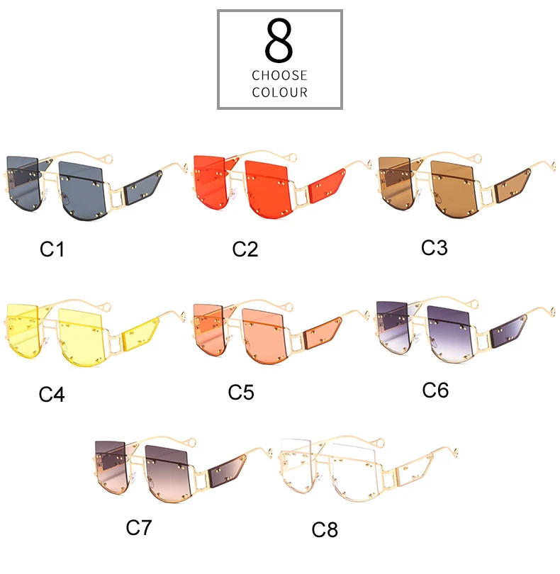 Новинка 2020, брендовые дизайнерские солнцезащитные очки без оправы, модные солнцезащитные очки на заказ, большие квадратные металлические солнцезащитные очки для женщин и мужчин