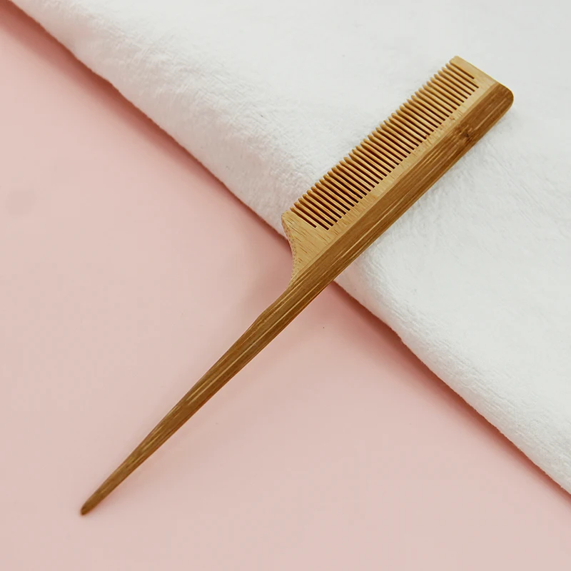 Hot Selling Portable Handmade Bamboo Comb Private Label Natural Bamboo Rat Tail Comb