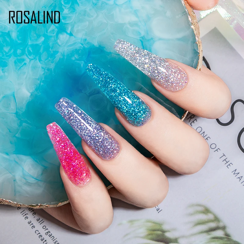 Rosalind oem your logo organic disco party glitter hard nail extensions glue wholesale extend poly nailpolish uv lamp gel polish