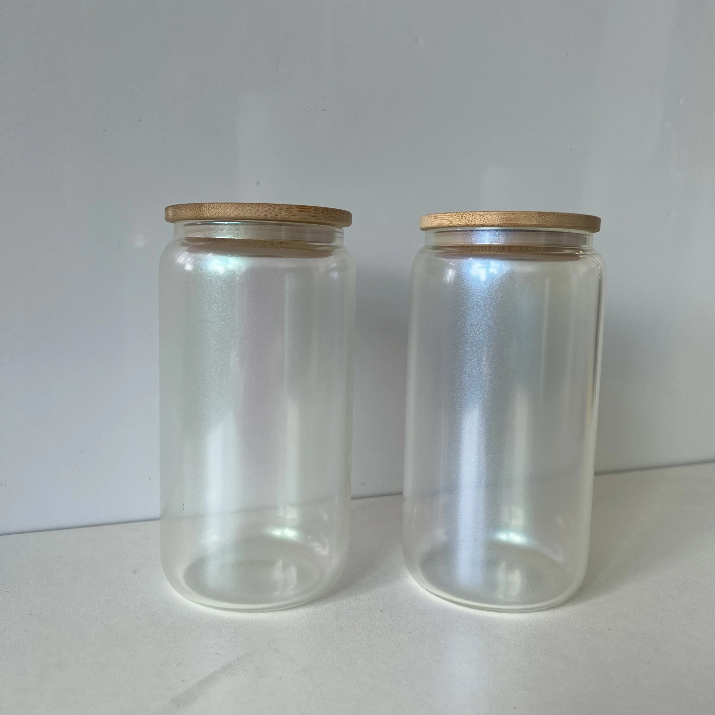 laser gradient drinking juice coke and beer glass can cola cup with bamboo lid and glass straw