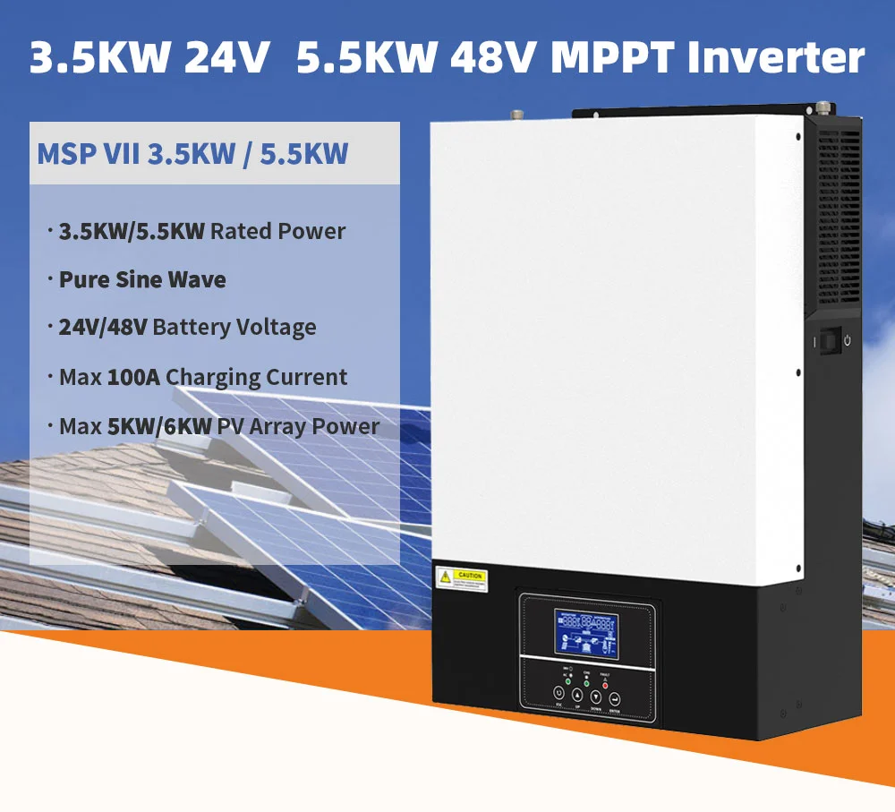 5.5KW 48V Hybrid Inverter 220VAC Maximum PV Input Voltage 500V Wifi and GPRS Hybrid Solar Inverter