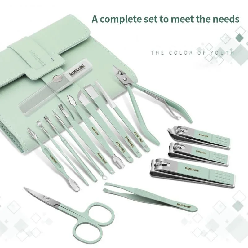 Stainless Steel Nail Care Tool Sets Kit,Nails Supplies Salon Travel Grooming Kit Professional Nail Manicure Set