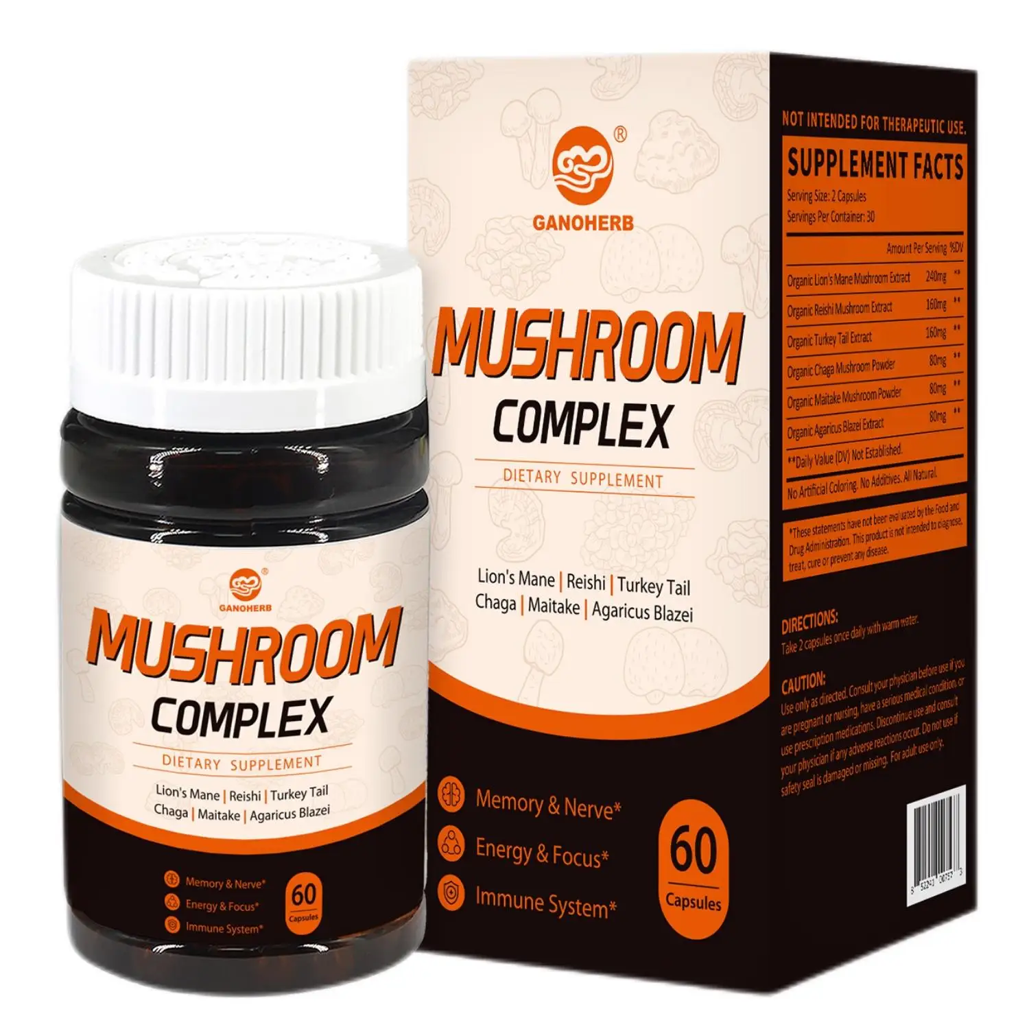 Suplemento OEM Organic Mushroom Complex Capsule