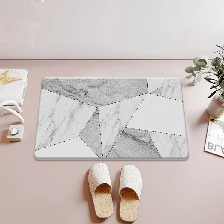 Quick drying marble pattern diatomite stone bath mat for bathroom