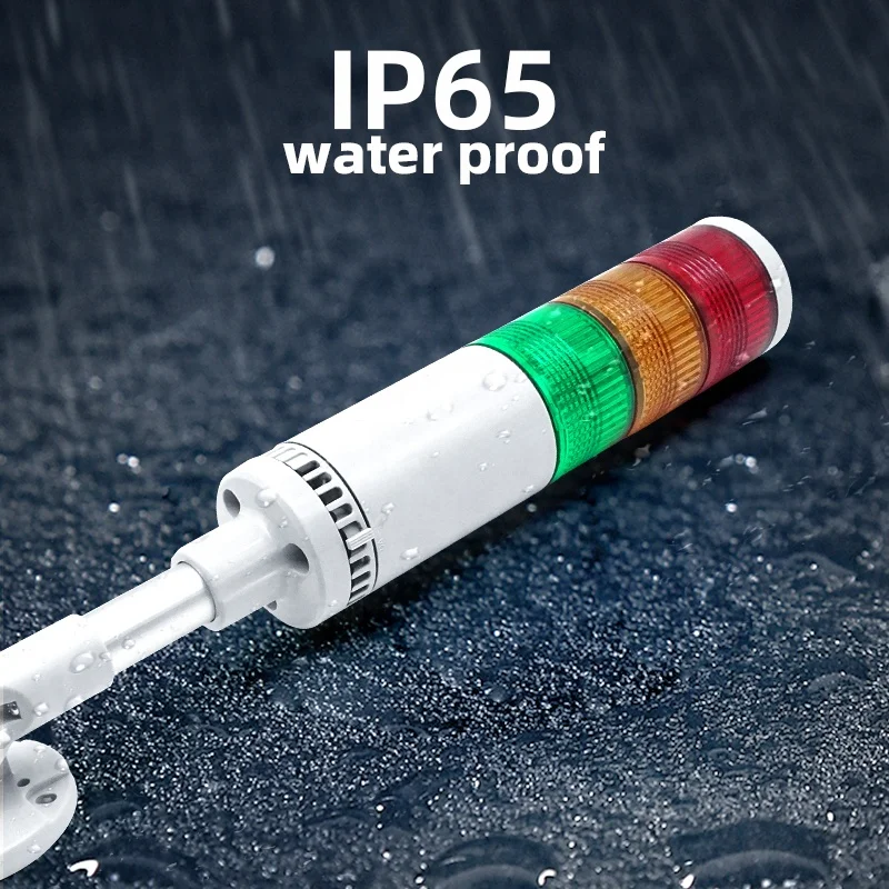 BENLEE IP65 Waterproof LED Signal Tower Light with Custom Logo 24V Buzzer/Flashing Stack Warning Light Tower Custom Pole Length