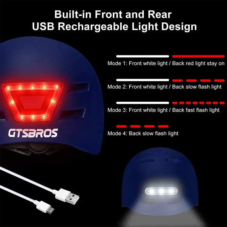 Large Head cascos bicicleta Bike Helmet With Light Adult Men Longboard Sport Bicycle e-bike Helmet USB Rechargeable Front&Rear